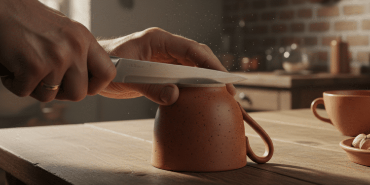 O truque da cerâmica para afiar facas em casa que ainda funciona muito bem