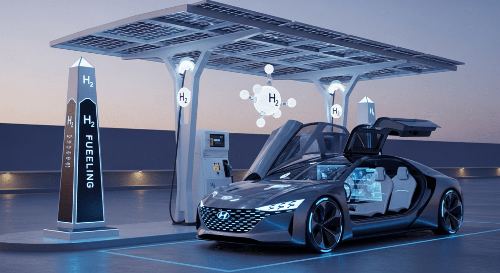 Ilustração de um carro Hyundai de hidrogênio