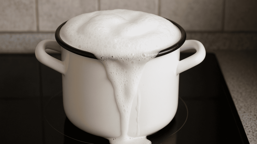Leite saindo da panela ao ferver