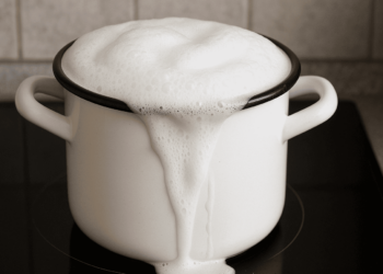 Leite saindo da panela ao ferver