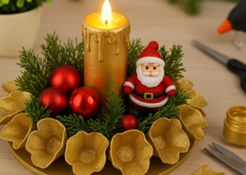 Transforme papelão e caixa de ovo em um enfeite sofisticado para o Natal