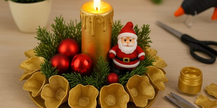 Transforme papelão e caixa de ovo em um enfeite sofisticado para o Natal