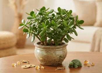 Planta jade em cima da mesa de estar