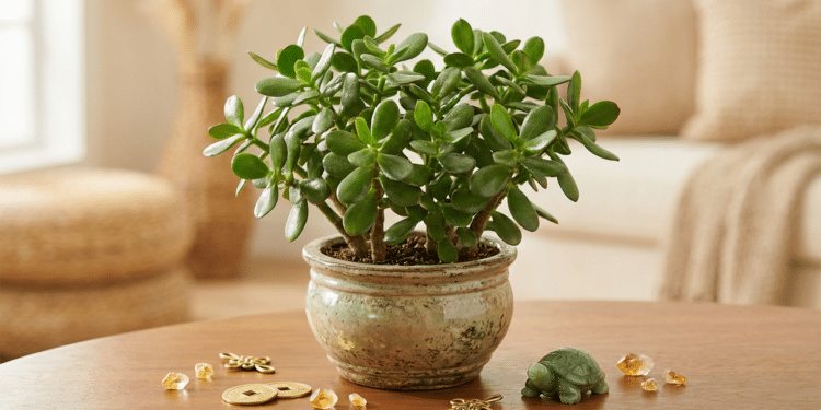 Planta jade em cima da mesa de estar