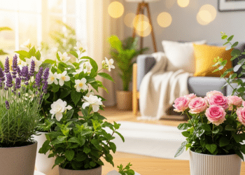 Plantas perfumadas na sala de estar