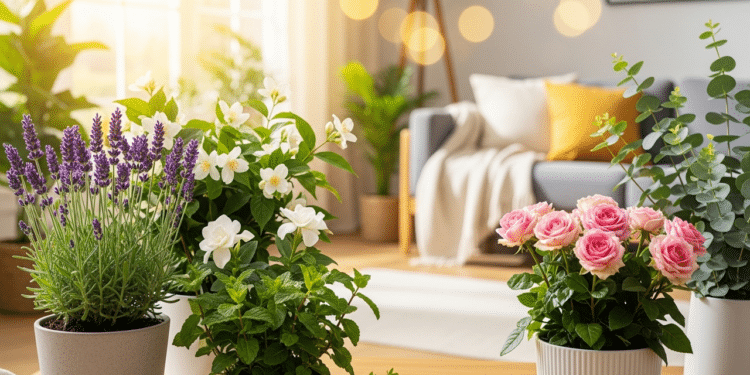 Plantas perfumadas na sala de estar