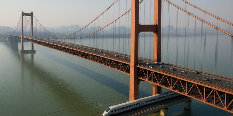 Inaugurada a maior ponte suspensa do mundo com 10 quilômetros de extensão, seis pistas e trilhos para trens de alta velocidade