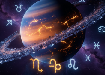 Saturno e signos ao redor - Imagem: Gerada