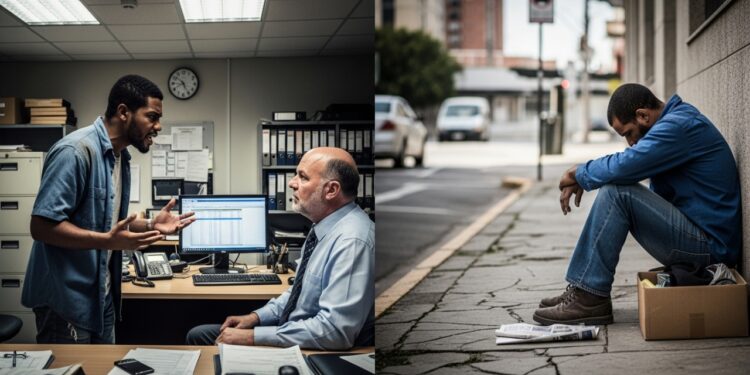 Trabalhador discutindo com seu gerente e é demitido