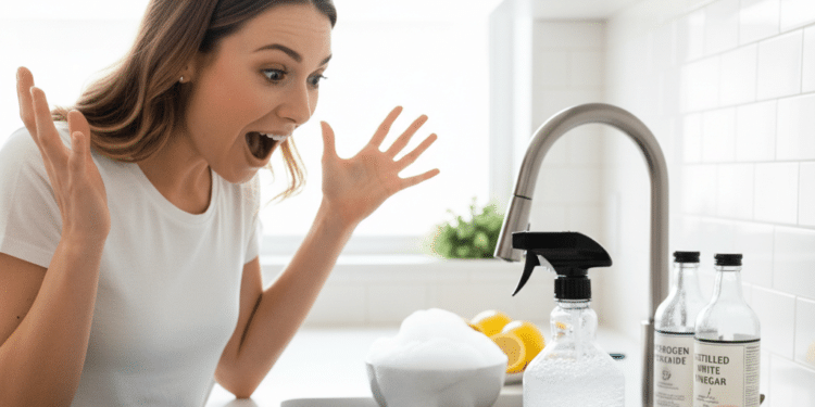 Misturei vinagre com água oxigenada e o resultado na limpeza da casa me surpreendeu