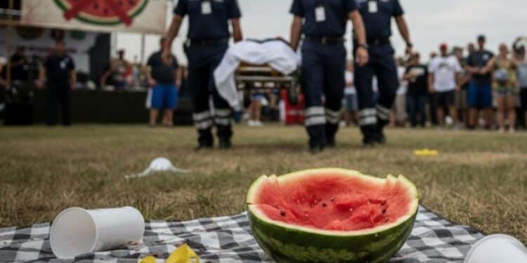 Homem morre de forma trágica após participar de torneio de comer melancia
