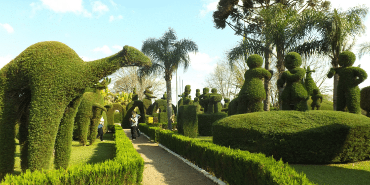 Uma cidade no Rio Grande do Sul ficou famosa graças a um jardineiro de 89 anos que criou esculturas em uma praça