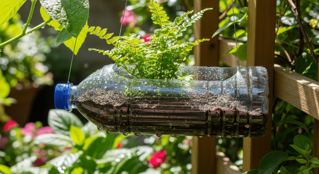 garrafa PET vira ferramenta útil para automatizar o cuidado com as plantas
