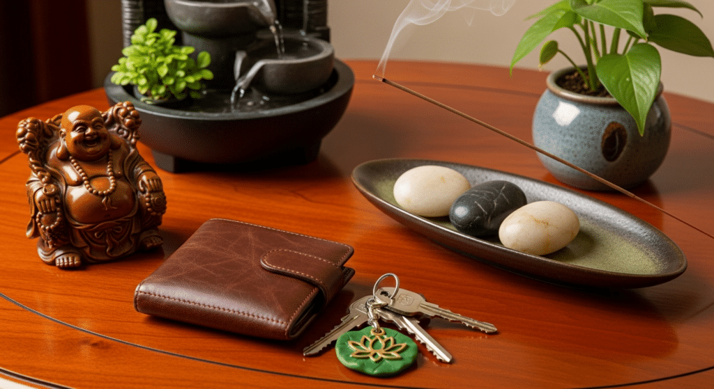 Posição ideal da carteira e das chaves para fluxo de prosperidade no lar