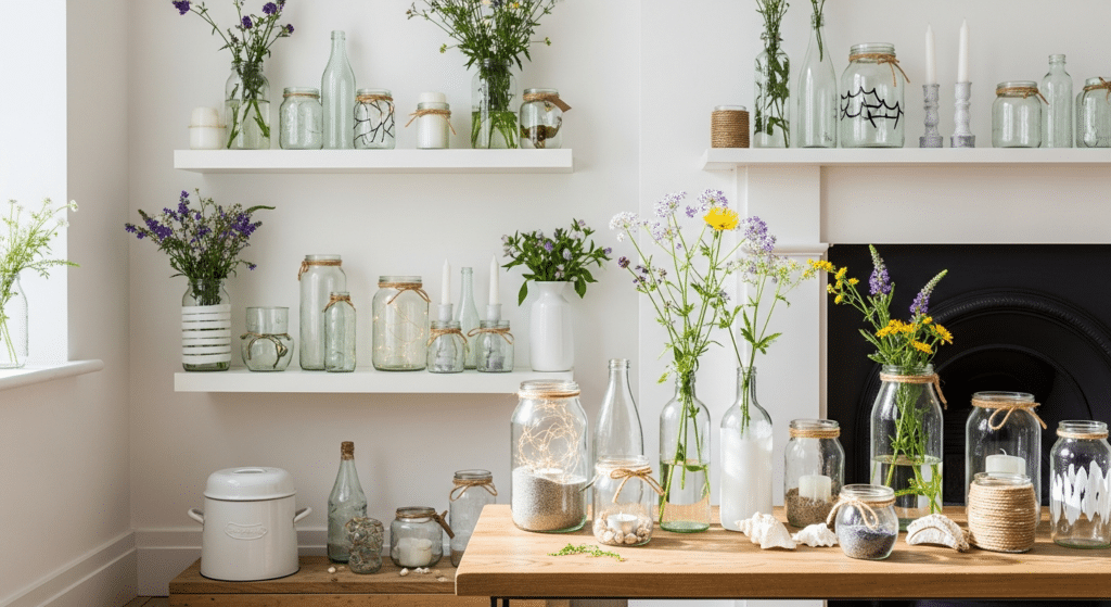 Garrafas e potinhos do dia a dia estão tomando o lugar de itens caros de decoração