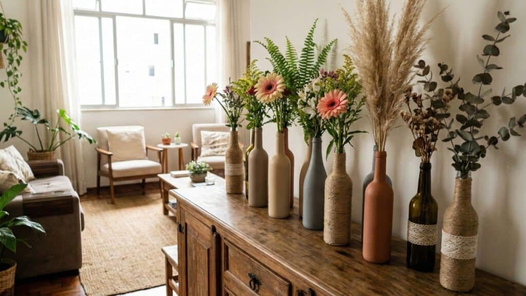 Veja como transformar garrafas de vidro em vasos e luminárias sem gastar muito