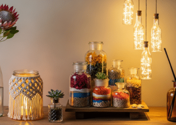 Truques simples que fazem garrafas e potes virarem decoração elegante