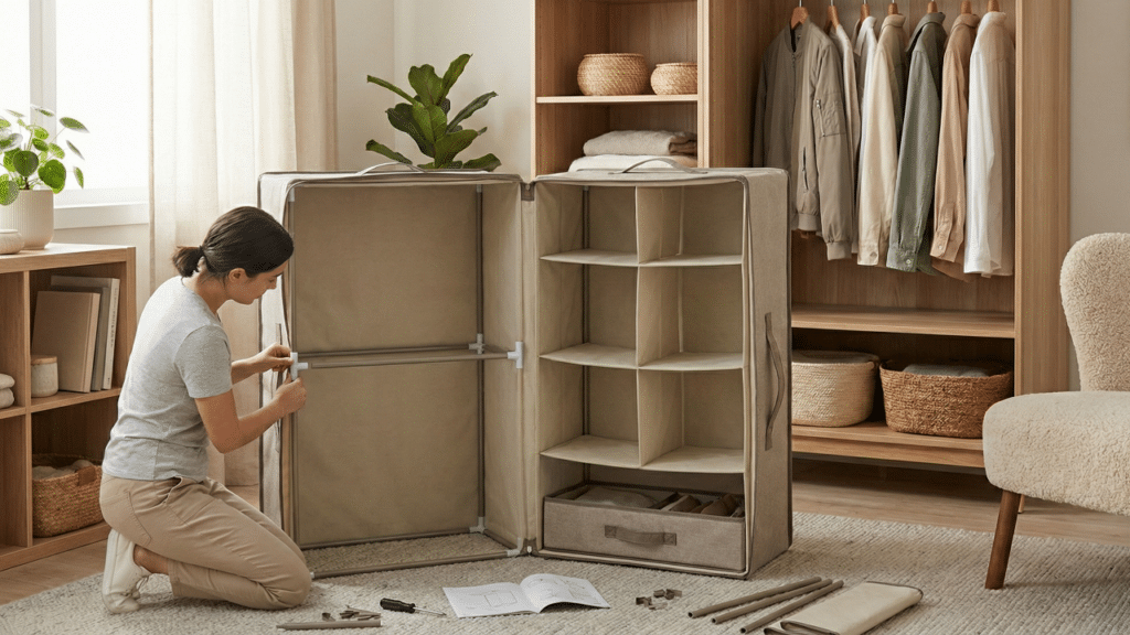 Guarda-roupa arrumado em instantes com o organizador dobrável prático