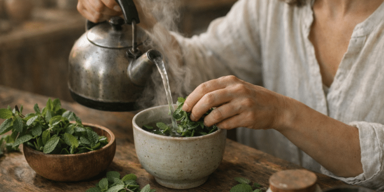Chá natural feito com planta de vaso ajuda na digestão e reduz o inchaço