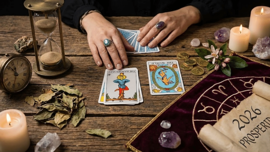 Cartas do tarô em cima da mesa