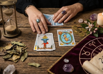 Cartas do tarô em cima da mesa