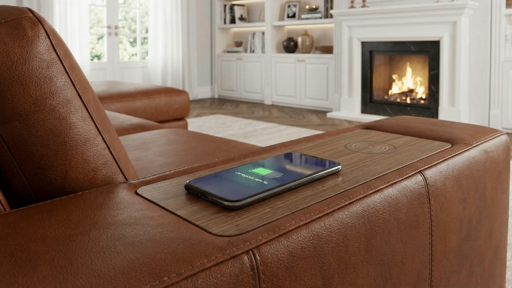 Conforto e tecnologia juntos em móveis que carregam o celular automaticamente