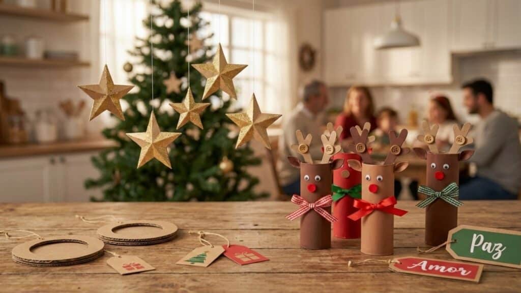 Transforme rolos de papelão em enfeites de Natal criativos, baratos e cheios de afeto