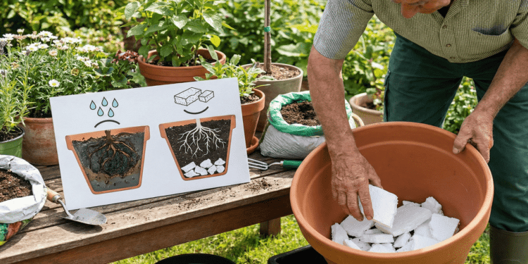 jardineiros experientes juram por esse truque com isopor que melhora a drenagem do jardim