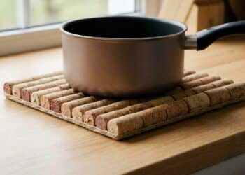 Descanso de panela com rolhas une sustentabilidade e charme rústico em um projeto fácil de montar