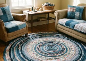 Tapetes com tiras de tecido e capas envelope são fáceis de fazer, ficam lindas e ainda rendem uma grana extra em casa