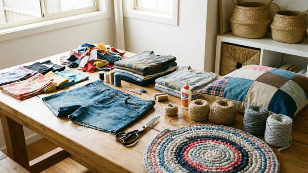 Tapetes com tiras de tecido e capas envelope são fáceis de fazer, ficam lindas e ainda rendem uma grana extra em casa