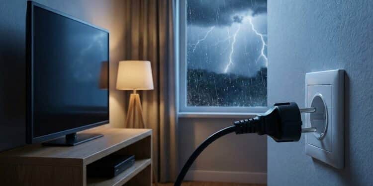 Saiba por que desligar sua televisão da tomada é essencial durante uma tempestade com raios