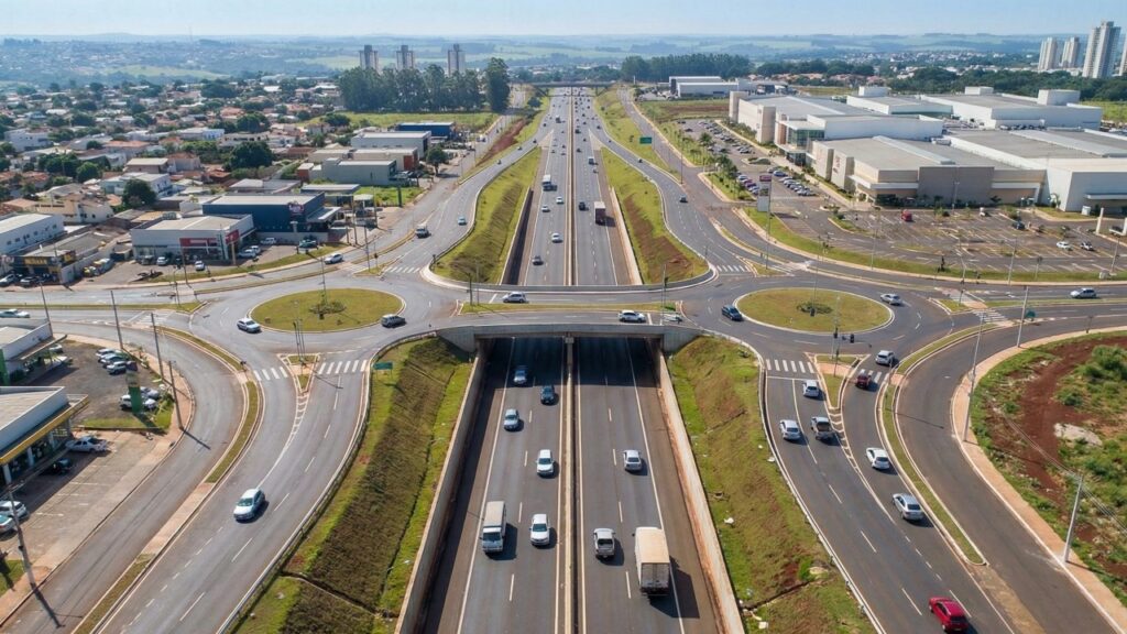 Trevo do Catuaí em Maringá chega a 86% de execução e muda trânsito na BR-376