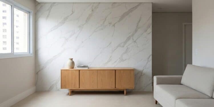 Adeus à placa de gesso: tendência para 2026 são placas decorativas mais baratas que imitam o mármore nas paredes