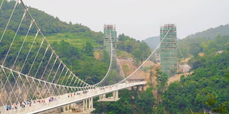 Ponte de vidro 'gigante' a mais de 300 metros de altura vira desafio extremo para turistas sobre cânion impressionante