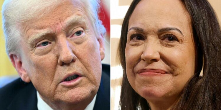 María Corina Machado entrega medalha do Nobel da Paz a Donald Trump