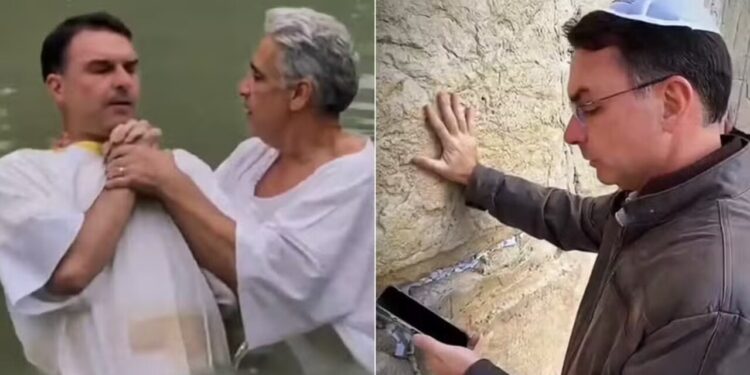 Novo batismo de Flávio no Rio Jordão inclui momento de oração no Muro das Lamentações