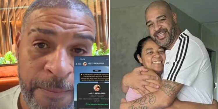 Mãe de Adriano Imperador cai em golpe e ídolo do Flamengo faz alerta aos criminosos: 'Vou atrás'