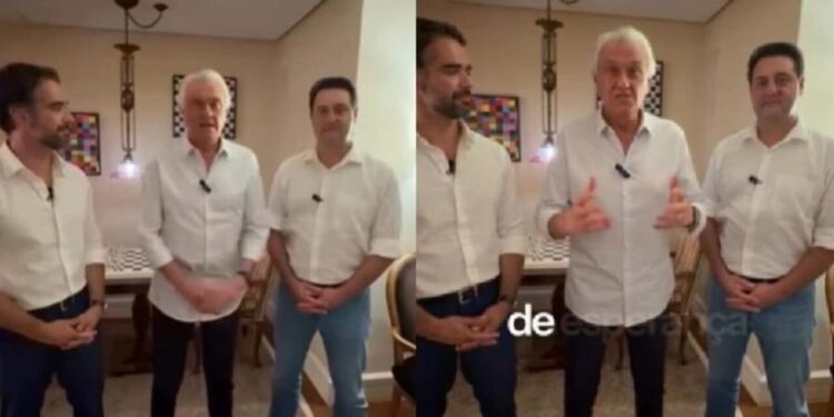 Caiado anuncia filiação ao PSD ao lado de Ratinho Jr e Eduardo Leite