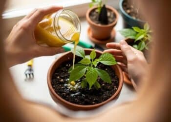 Adubo líquido de casca de banana e ovo recupera o vigor de plantas murchas em menos de 2 semanas