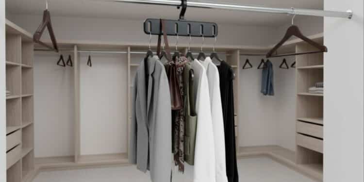 Esse cabide diferente virou solução prática para manter o guarda-roupa organizado sem perder tempo
