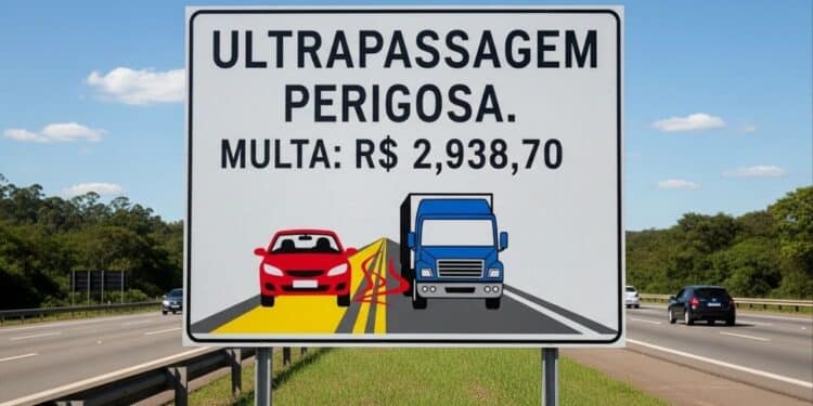 Nova lei estipula multa de R$ 2.934,70 e suspensão de 12 meses para ultrapassagem perigosa