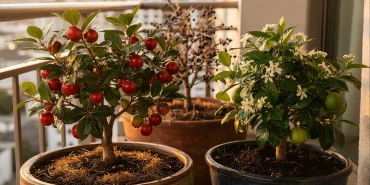 Varandas pequenas entram na moda em 2026 com 3 miniárvores frutíferas fáceis de cultivar