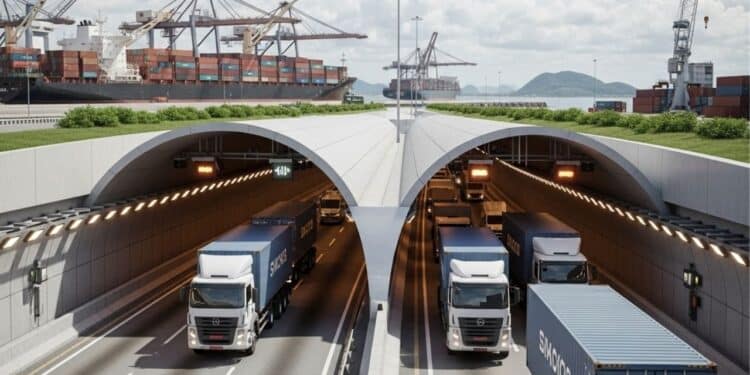 Governo assina contrato com investimento de R$ 7 bilhões para a construção do Túnel Santos-Guarujá, o primeiro submerso do país, que promete reduzir a travessia para até cinco minutos