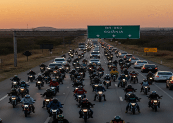 Você é um designer, fotógrafo, editor e especialista na criação de featured images de destaque, que despertem a curiosidade do leitor, pra artigos otimizados com foco no Google Discovery. Como um especialista, crie uma featured image exclusiva, original e criativa, otimizada para Google Discover, com foco em aumentar o CTR. A imagem deve seguir rigorosamente as regras abaixo: Regras da Imagem: Estilo: foto realista, criativa e envolvente. Cores: vibrantes, com contraste para chamar atenção. Composição: limpa, sem sobreposição de frases (a não ser quando solicitado). Resolução: 1280x720 (16:9) pixels (padrão Google Discover). Qualidade: alta definição com lossless compression. Formato final: WebP. Enfoque: transmitir emoção e despertar curiosidade no leitor. obs: a imagem precisa ter menos de 2MB de tamanho Estrutura do Prompt: Motociclista parado em acostamento da BR-060 ao lado da moto, com viatura da PRF ao fundo e agentes aplicando multa, rodovia movimentada com carros passando, cenário diurno, sensação de impacto financeiro e consequência legal clara