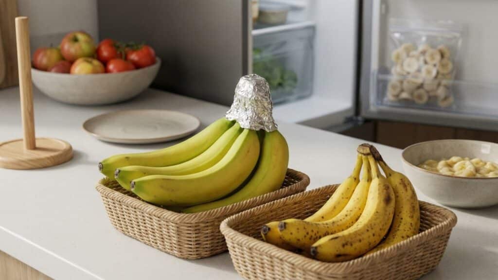 Como o papel-alumínio ajuda a conservar as bananas maduras por mais tempo em casa