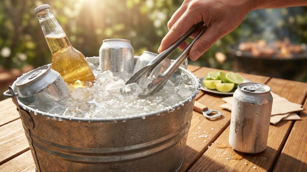 Como gelar cerveja em 5 minutos com água e sal grosso sem correr risco de congelar ou estourar as latas