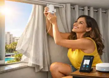 Automatizei minha cortina com um pequeno motor pra ela fugir do sol sozinha