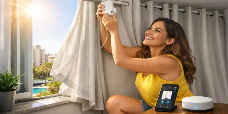 Automatizei minha cortina com um pequeno motor pra ela fugir do sol sozinha