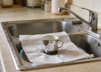 Quando saio de casa, sempre coloco um copo e uma folha de papel na pia e fico feliz com a minha esperteza